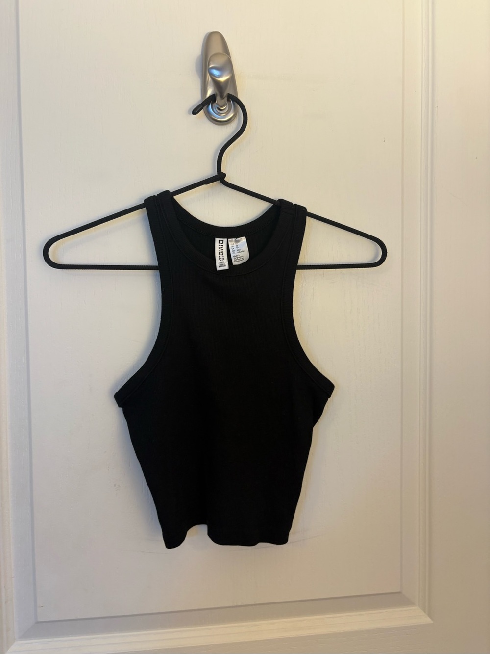H&M Black Ribbed Tank Crop Top